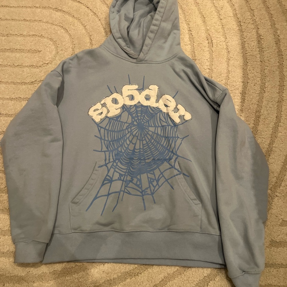 Spider Graphic Light Blue Hoodie